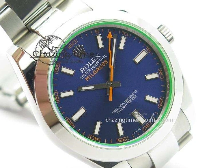 1225 HighPerformance Milgauss 116400 GV JF 1:1 Green Sapphire Blue Dial On SS Bracelet SA 3959